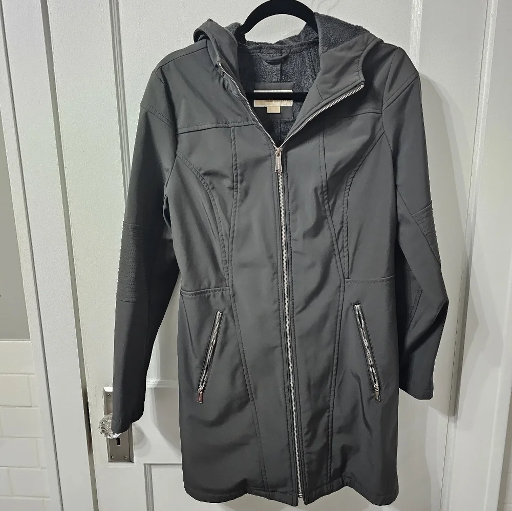 MICHAEL KORS Women’s Gray Fur Lined Lightweight Winter Jacket Size Medium - Picture 10 of 11